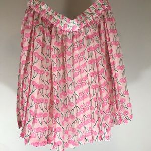 Cherry plisse mini skirt